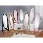 Traditional Full Length Mirror with Stand Oval Cheval Freestanding Mirrors with Wood Frame Tilting Swing Mirror for Bedroom, Living Room