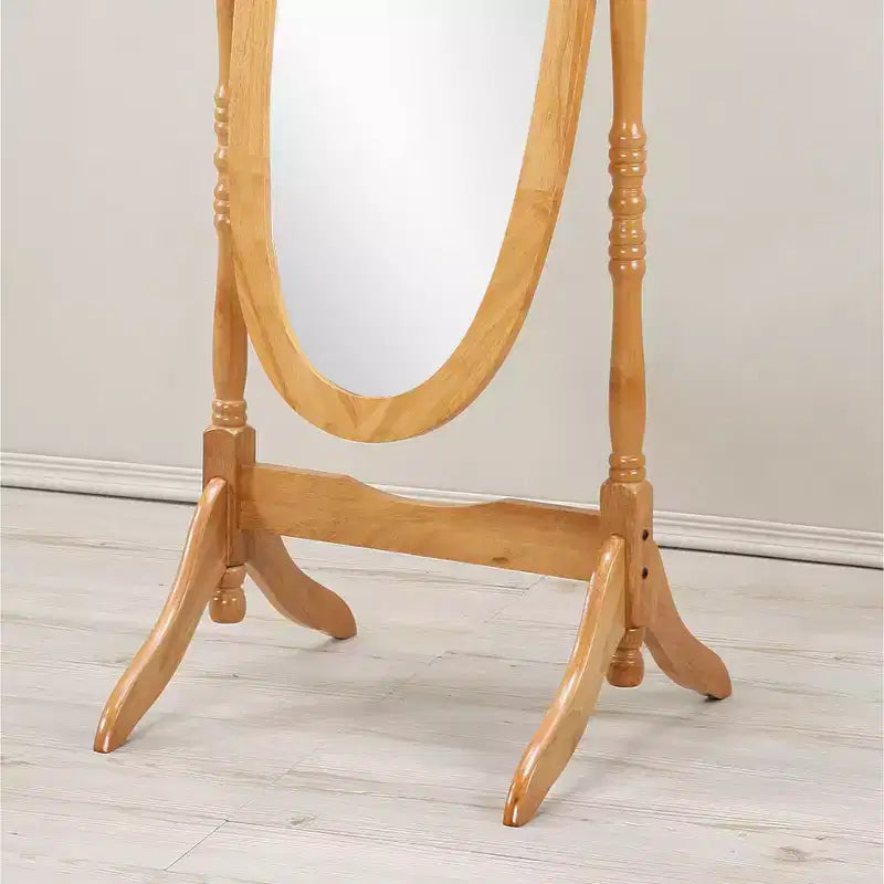 Traditional Full Length Mirror with Stand Oval Cheval Freestanding Mirrors with Wood Frame Tilting Swing Mirror for Bedroom, Living Room