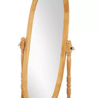 Traditional Full Length Mirror with Stand Oval Cheval Freestanding Mirrors with Wood Frame Tilting Swing Mirror for Bedroom, Living Room