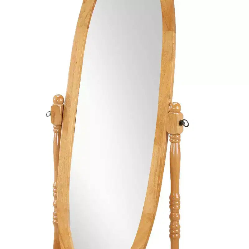 Traditional Full Length Mirror with Stand Oval Cheval Freestanding Mirrors with Wood Frame Tilting Swing Mirror for Bedroom, Living Room