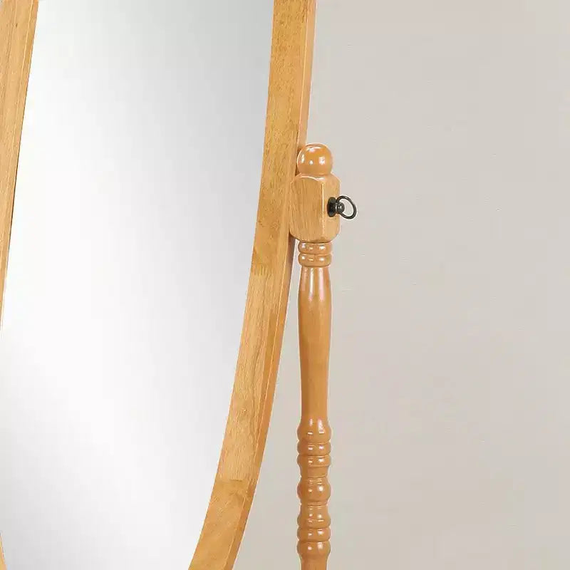 Traditional Full Length Mirror with Stand Oval Cheval Freestanding Mirrors with Wood Frame Tilting Swing Mirror for Bedroom, Living Room