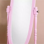 Traditional Full Length Mirror with Stand Oval Cheval Freestanding Mirrors with Wood Frame Tilting Swing Mirror for Bedroom, Living Room