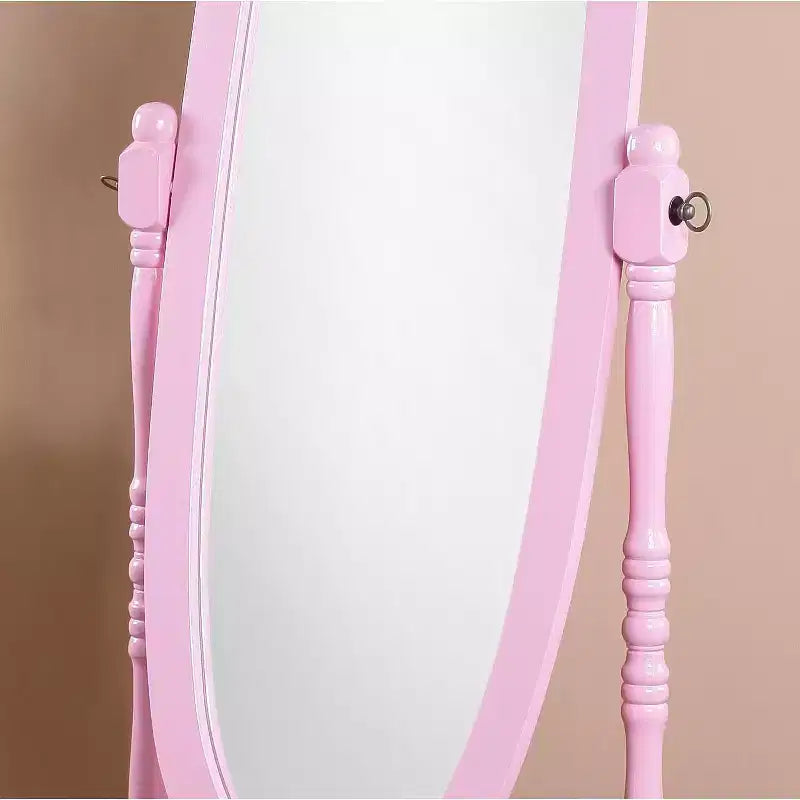 Traditional Full Length Mirror with Stand Oval Cheval Freestanding Mirrors with Wood Frame Tilting Swing Mirror for Bedroom, Living Room