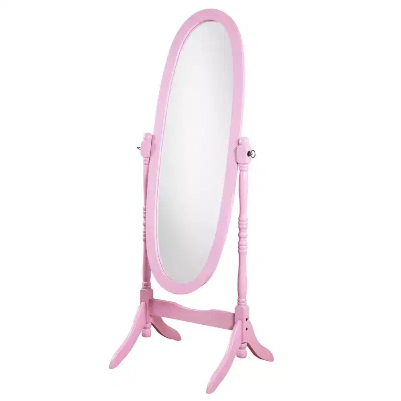 Traditional Full Length Mirror with Stand Oval Cheval Freestanding Mirrors with Wood Frame Tilting Swing Mirror for Bedroom, Living Room