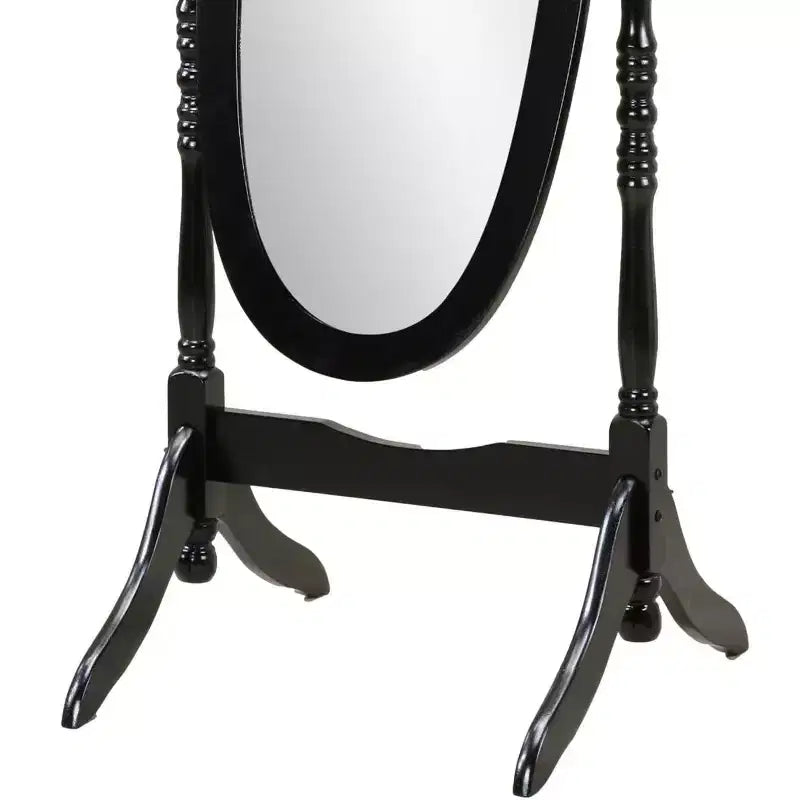 Traditional Full Length Mirror with Stand Oval Cheval Freestanding Mirrors with Wood Frame Tilting Swing Mirror for Bedroom, Living Room