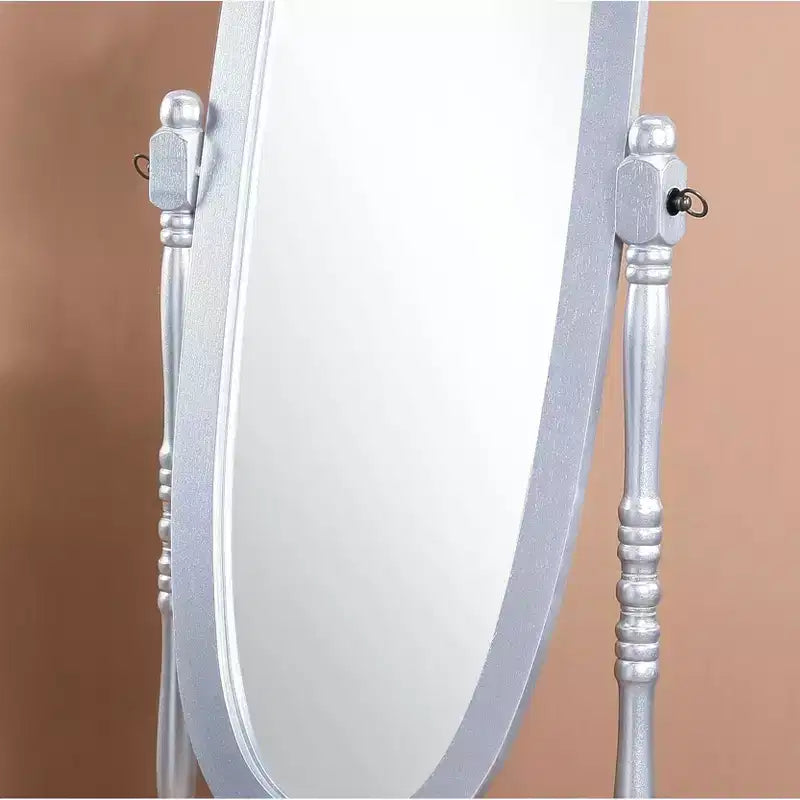 Traditional Full Length Mirror with Stand Oval Cheval Freestanding Mirrors with Wood Frame Tilting Swing Mirror for Bedroom, Living Room