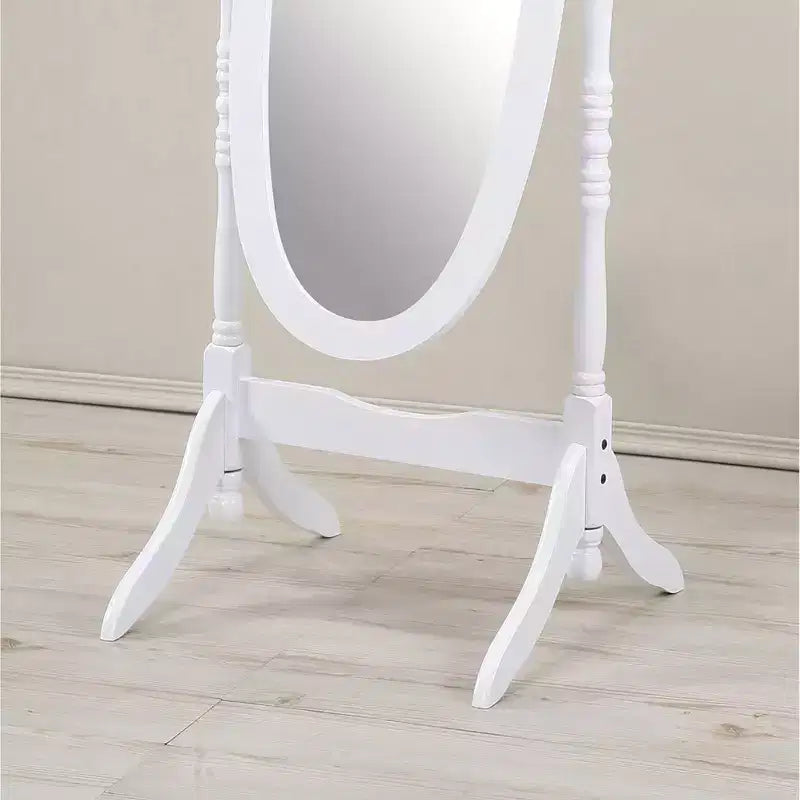 Traditional Full Length Mirror with Stand Oval Cheval Freestanding Mirrors with Wood Frame Tilting Swing Mirror for Bedroom, Living Room