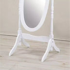 Traditional Full Length Mirror with Stand Oval Cheval Freestanding Mirrors with Wood Frame Tilting Swing Mirror for Bedroom, Living Room