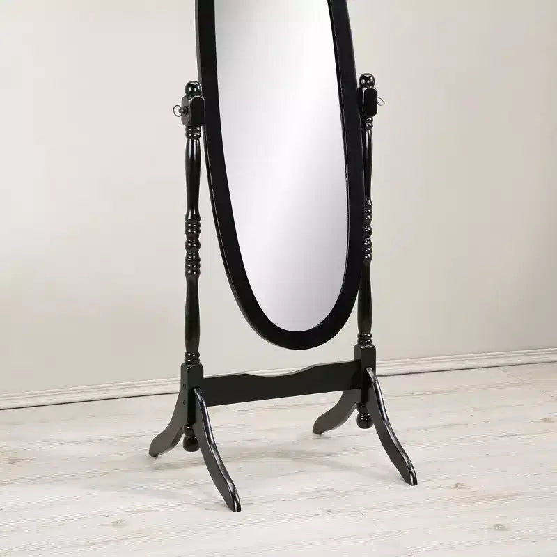 Traditional Full Length Mirror with Stand Oval Cheval Freestanding Mirrors with Wood Frame Tilting Swing Mirror for Bedroom, Living Room