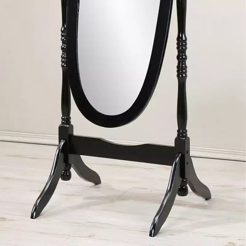 Traditional Full Length Mirror with Stand Oval Cheval Freestanding Mirrors with Wood Frame Tilting Swing Mirror for Bedroom, Living Room