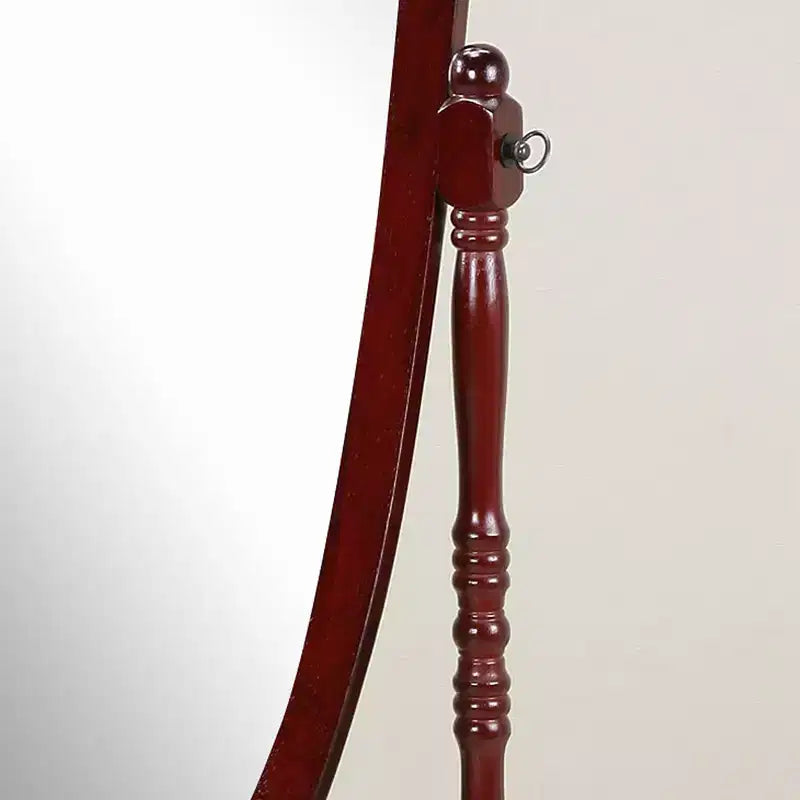 Traditional Full Length Mirror with Stand Oval Cheval Freestanding Mirrors with Wood Frame Tilting Swing Mirror for Bedroom, Living Room