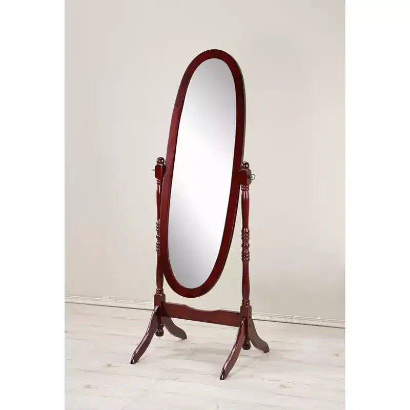Traditional Full Length Mirror with Stand Oval Cheval Freestanding Mirrors with Wood Frame Tilting Swing Mirror for Bedroom, Living Room