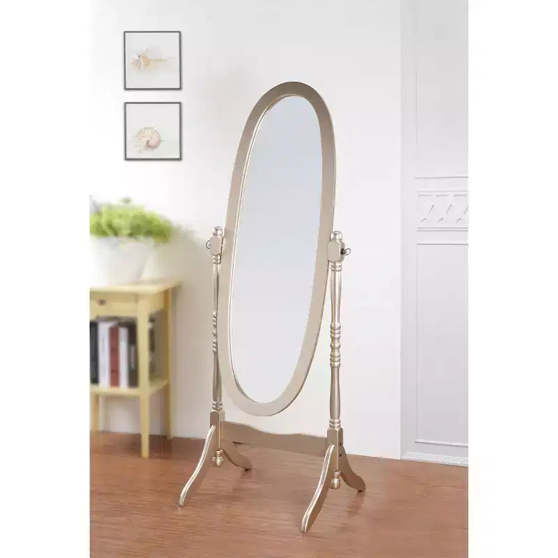 Traditional Full Length Mirror with Stand Oval Cheval Freestanding Mirrors with Wood Frame Tilting Swing Mirror for Bedroom, Living Room