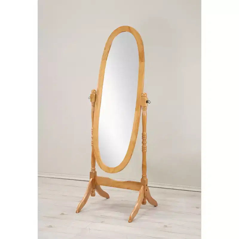 Traditional Full Length Mirror with Stand Oval Cheval Freestanding Mirrors with Wood Frame Tilting Swing Mirror for Bedroom, Living Room