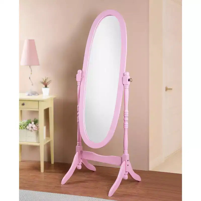 Traditional Full Length Mirror with Stand Oval Cheval Freestanding Mirrors with Wood Frame Tilting Swing Mirror for Bedroom, Living Room