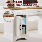 Farmhouse Home Office Executive Desk with Storage, Wooden Writing Desk with 5 Drawers & Cabinet, Rustic Computer Table for Living Room Bedroom Study