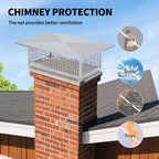 Chimney Cover 8 x 13 Inches, 304 Stainless Steel Mesh Cover, Adjustable Metal Strip Bolts and Screws, can Install Mesh Cover, Silver
