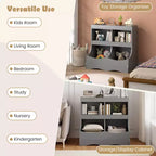 Toy Storage Organizer for Toys & Books 4-Cubby Kids Bookcase for Children's Room White/Pink/Gray