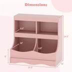 Toy Storage Organizer for Toys & Books 4-Cubby Kids Bookcase for Children's Room White/Pink/Gray