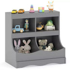 Toy Storage Organizer for Toys & Books 4-Cubby Kids Bookcase for Children's Room White/Pink/Gray