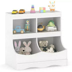 Toy Storage Organizer for Toys & Books 4-Cubby Kids Bookcase for Children's Room White/Pink/Gray