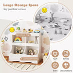 Toy Storage Organizer for Toys & Books 4-Cubby Kids Bookcase for Children's Room White/Pink/Gray