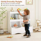 Toy Storage Organizer for Toys & Books 4-Cubby Kids Bookcase for Children's Room White/Pink/Gray