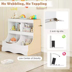 Toy Storage Organizer for Toys & Books 4-Cubby Kids Bookcase for Children's Room White/Pink/Gray