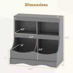 Toy Storage Organizer for Toys & Books 4-Cubby Kids Bookcase for Children's Room White/Pink/Gray