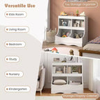 Toy Storage Organizer for Toys & Books 4-Cubby Kids Bookcase for Children's Room White/Pink/Gray