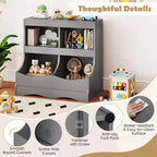 Toy Storage Organizer for Toys & Books 4-Cubby Kids Bookcase for Children's Room White/Pink/Gray
