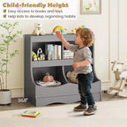 Toy Storage Organizer for Toys & Books 4-Cubby Kids Bookcase for Children's Room White/Pink/Gray