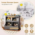 Toy Storage Organizer for Toys & Books 4-Cubby Kids Bookcase for Children's Room White/Pink/Gray