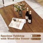 55 Dining Table for 4-6 People, Rectangular Kitchen Table with Wood Trestle Base Walnut + White