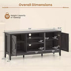 Farmhouse TV Stand for TVs up to 65 Entertainment Center with 2 Storage Cabinets Gray