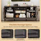 Farmhouse TV Stand for TVs up to 65 Entertainment Center with 2 Storage Cabinets Gray