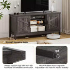 Farmhouse TV Stand for TVs up to 65 Entertainment Center with 2 Storage Cabinets Gray