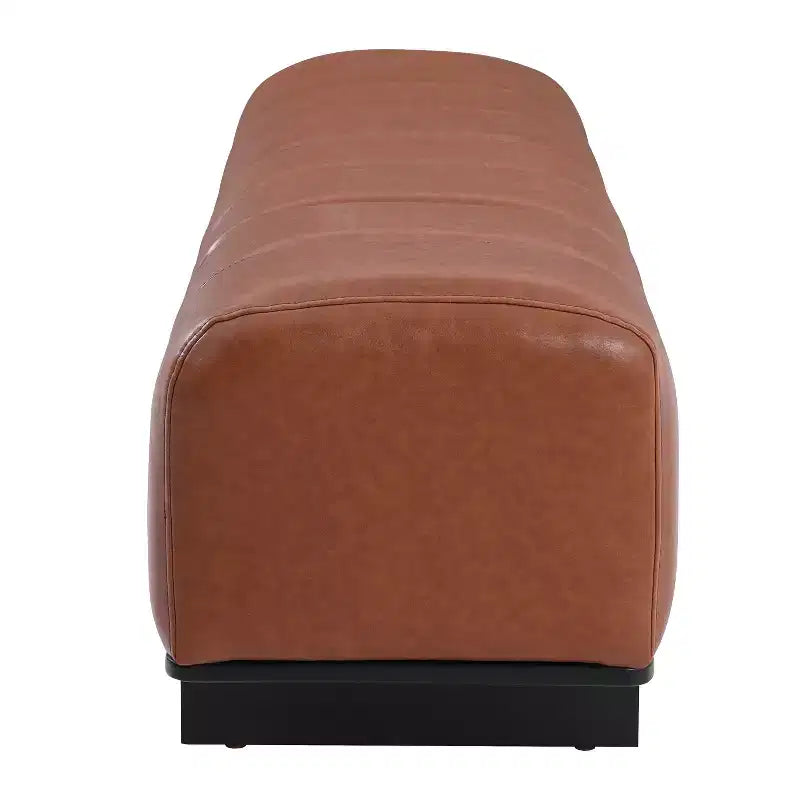 Modern Faux Leather Upholstered Dining Bench with Rubberwood Legs