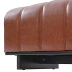 Modern Faux Leather Upholstered Dining Bench with Rubberwood Legs