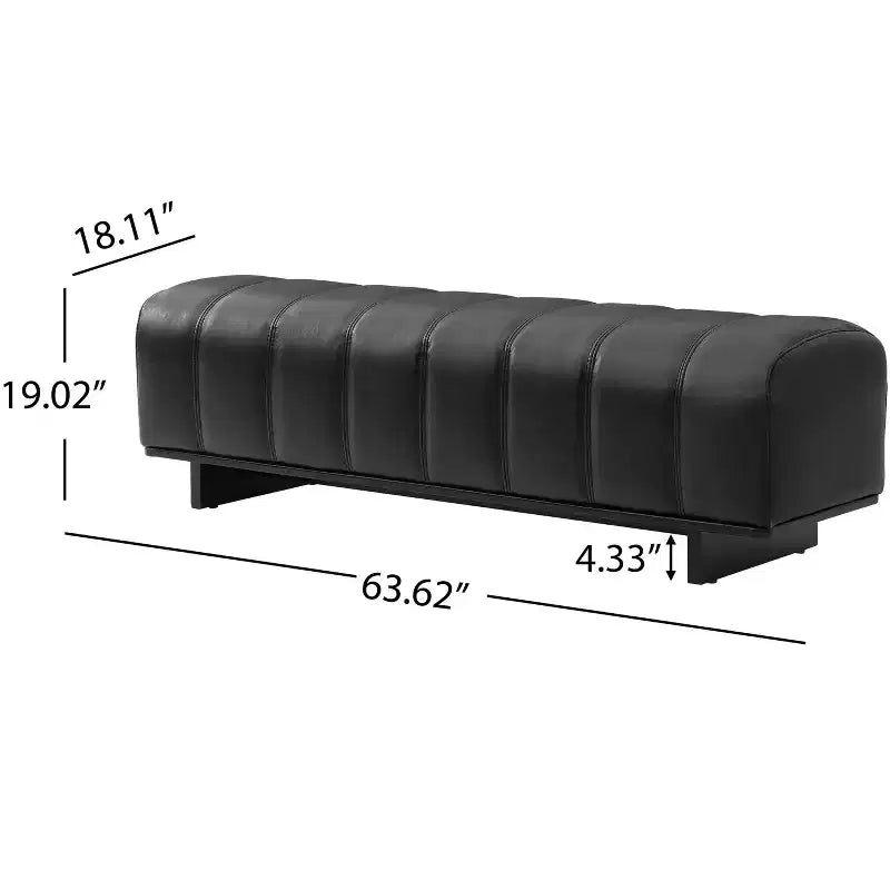 Modern Faux Leather Upholstered Dining Bench with Rubberwood Legs