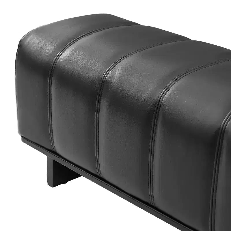 Modern Faux Leather Upholstered Dining Bench with Rubberwood Legs