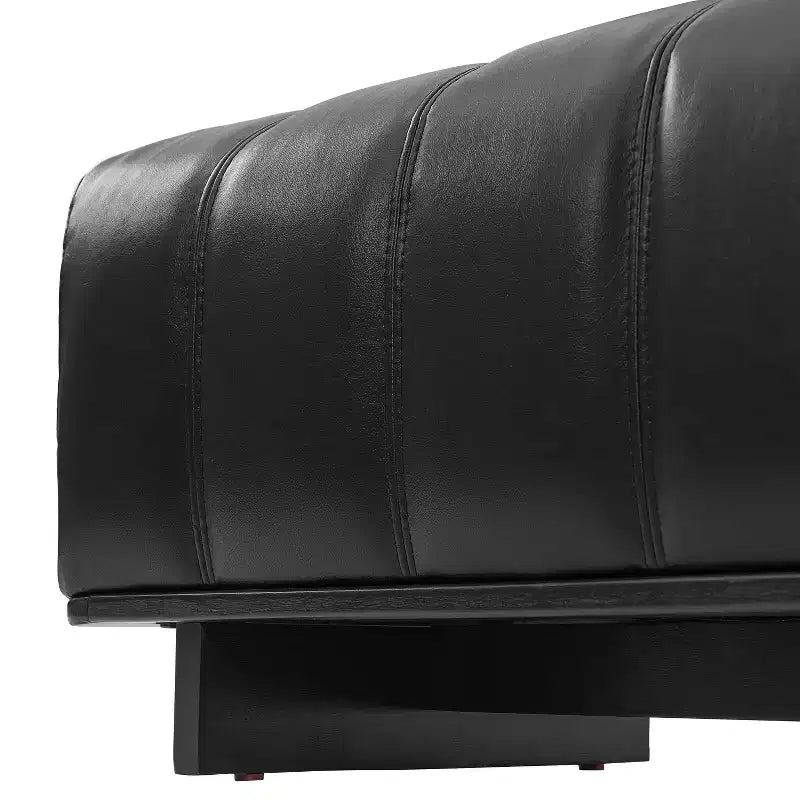 Modern Faux Leather Upholstered Dining Bench with Rubberwood Legs