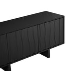 Retro Style Wood Grain TV Stand, Rustic Media Console, Sturdy Base TV Cabinet with Wavy Door for TVs up to 75