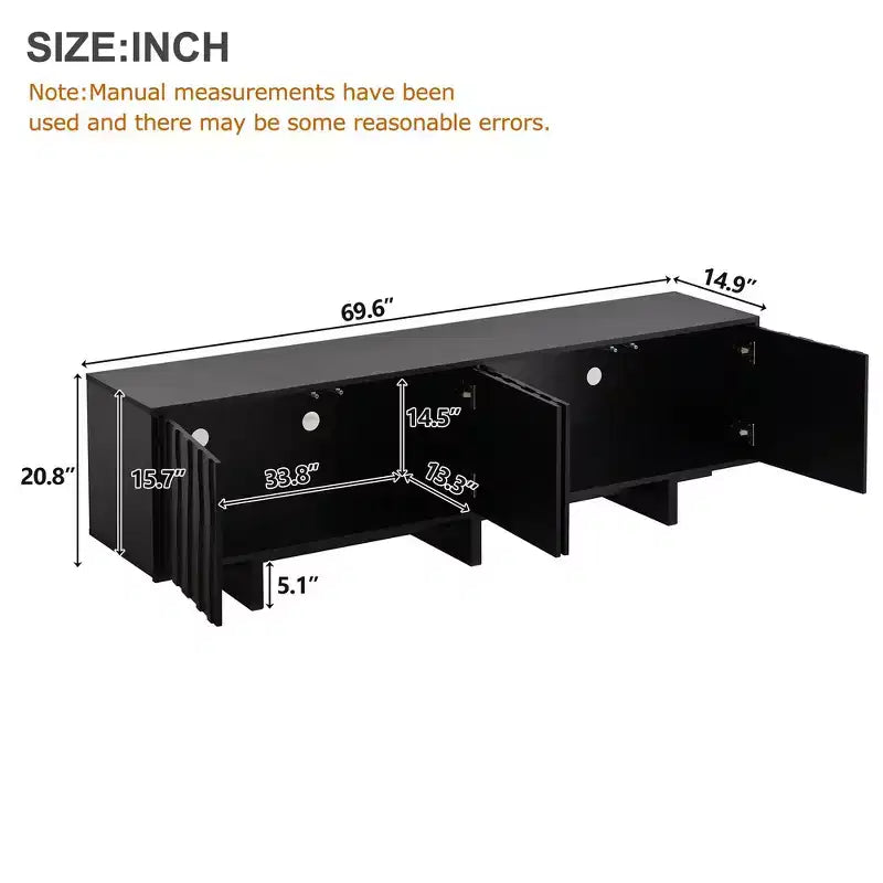 Retro Style Wood Grain TV Stand, Rustic Media Console, Sturdy Base TV Cabinet with Wavy Door for TVs up to 75