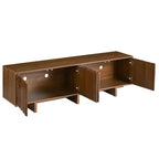 Retro Style Wood Grain TV Stand, Rustic Media Console, Sturdy Base TV Cabinet with Wavy Door for TVs up to 75