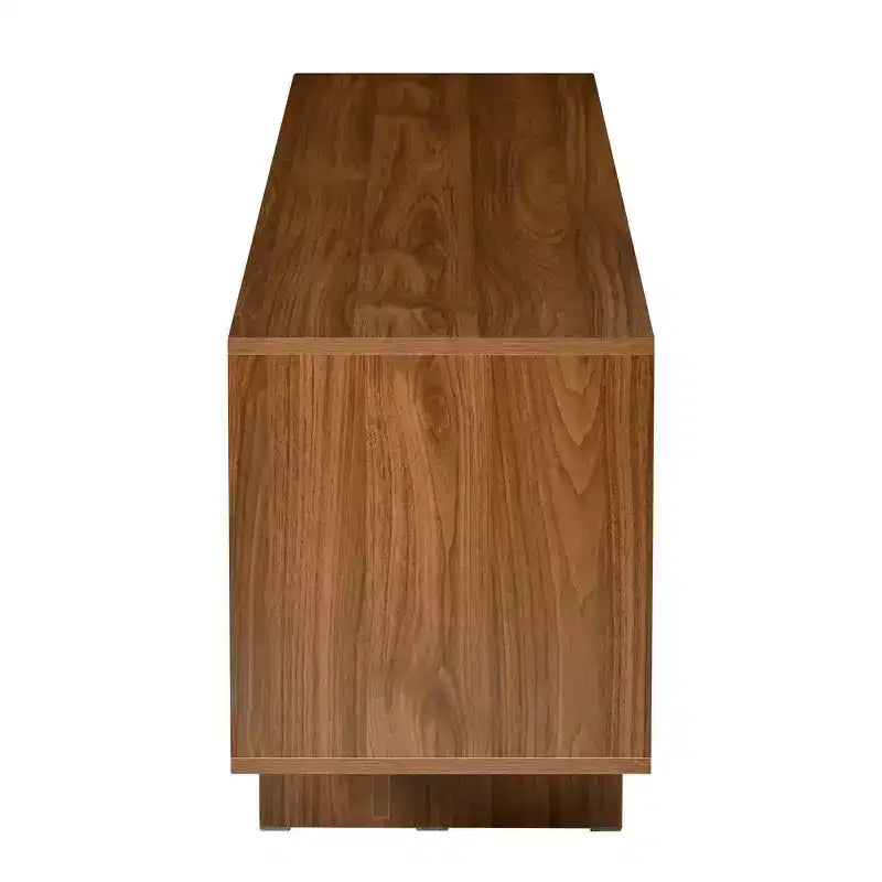 Retro Style Wood Grain TV Stand, Rustic Media Console, Sturdy Base TV Cabinet with Wavy Door for TVs up to 75
