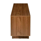 Retro Style Wood Grain TV Stand, Rustic Media Console, Sturdy Base TV Cabinet with Wavy Door for TVs up to 75