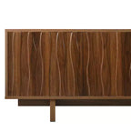 Retro Style Wood Grain TV Stand, Rustic Media Console, Sturdy Base TV Cabinet with Wavy Door for TVs up to 75