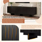 Retro Style Wood Grain TV Stand, Rustic Media Console, Sturdy Base TV Cabinet with Wavy Door for TVs up to 75
