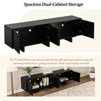 Retro Style Wood Grain TV Stand, Rustic Media Console, Sturdy Base TV Cabinet with Wavy Door for TVs up to 75